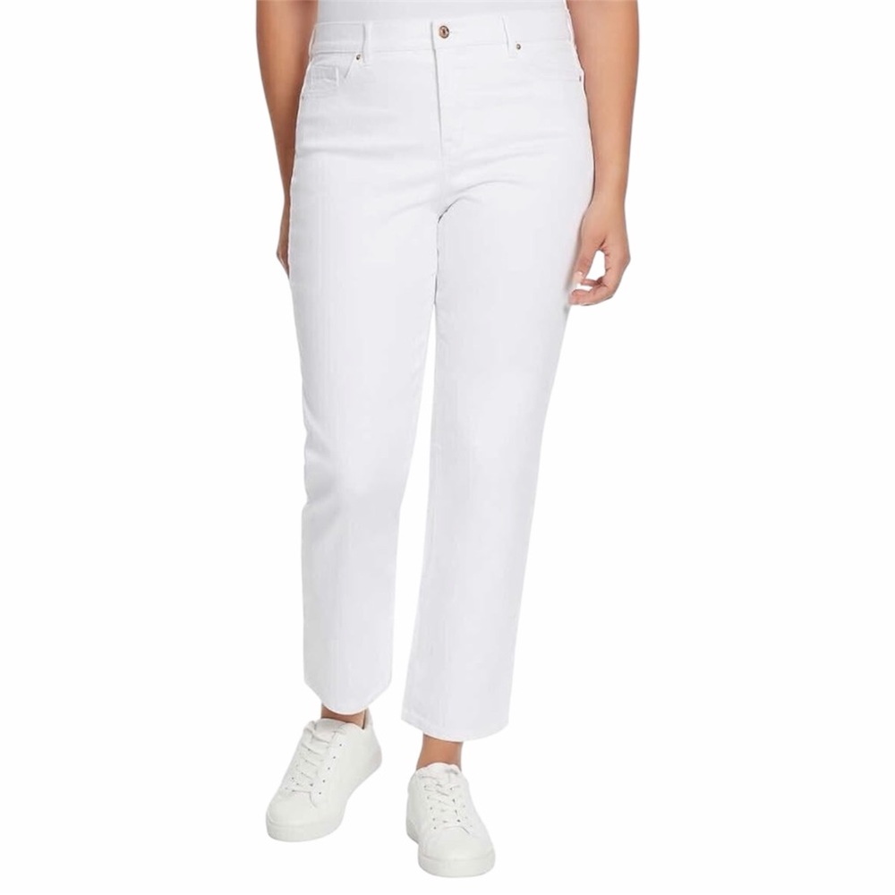 Ella Moss Anthropologie Straight Leg Mid Rise White Denim Ankle Jeans Size 6 NWT